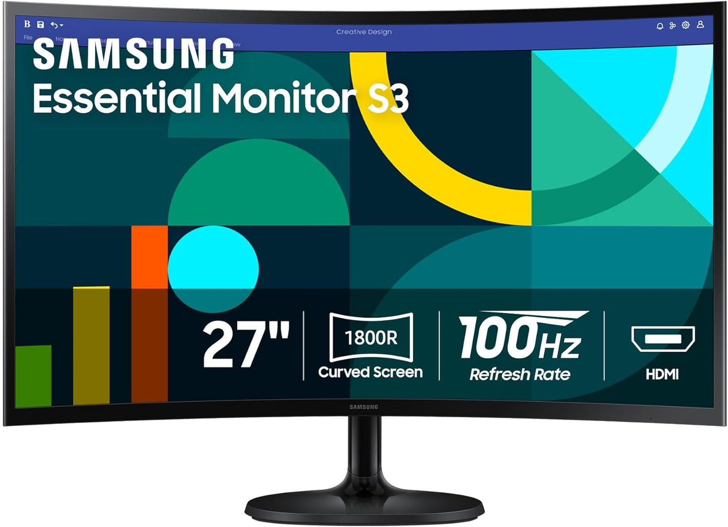 Samsung Essential S3 (S36GD) Curved Monitor - FHD, 1800R Curved Screen, 100Hz